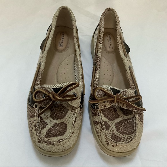 SPERRY Top-Sider 8.5 ANGELFISH brown python leather women’s slip-on boat shoes - Picture 1 of 8